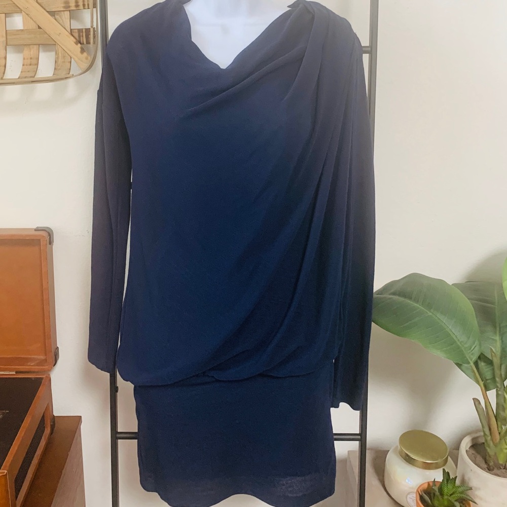 Arden B Navy Blue Long Sleeve Mini Dress/Tunic